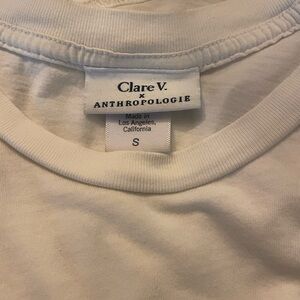 Clare X Anthropologie Cream Short Sleeve Tee
